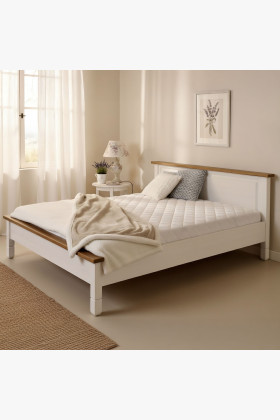 Rustikales Bett 180x200 cm Weiß Massiv Kiefernholz